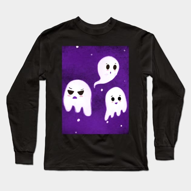 Three Little Ghost in purple halloween edition Long Sleeve T-Shirt by byjilooo
